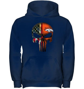 Denver Broncos skull american flag shirt