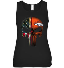 Load image into Gallery viewer, Denver Broncos skull american flag shirt
