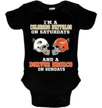 Load image into Gallery viewer, I&#39;m Colorado Buffaloe on saturdays and Denver Bronco on sundays shirt
