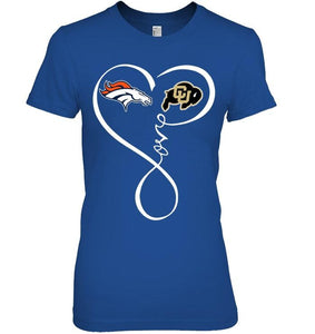 Denver Broncos Colorado Buffaloes love heart shirt