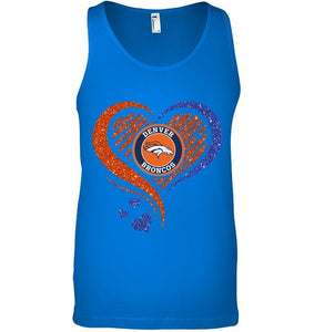 Denver Broncos heart glittering shirt