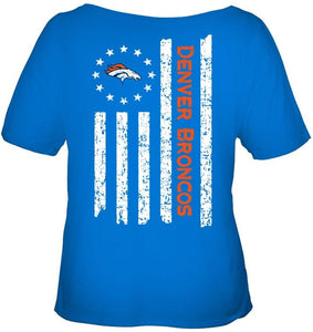 Denver Broncos star american flag on back shirt