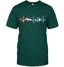 Load image into Gallery viewer, Denver Broncos Colorado Avalanche heartbeat shirt
