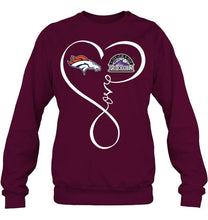 Load image into Gallery viewer, Denver Broncos Colorado Rockies love heart shirt
