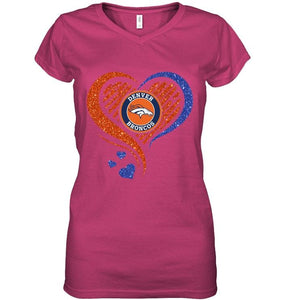 Denver Broncos heart glittering shirt