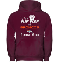 Load image into Gallery viewer, I'm a flip flop and Denver Broncos kinda girl shirt
