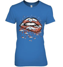 Load image into Gallery viewer, Denver Broncos heart glitter pattern lips shirt
