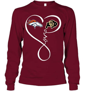 Denver Broncos Colorado Buffaloes love heart shirt