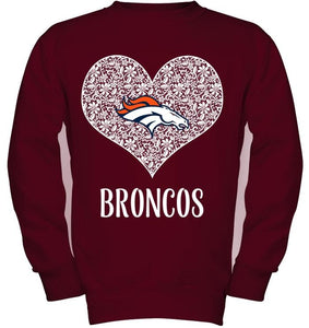 Denver Broncos heart floral pattern shirt