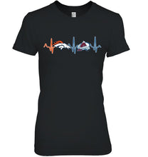 Load image into Gallery viewer, Denver Broncos Colorado Avalanche heartbeat shirt
