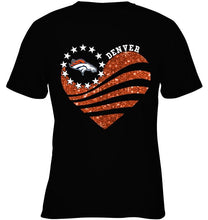 Load image into Gallery viewer, Denver Broncos glitter heart shirt
