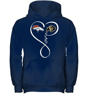 Denver Broncos Colorado Buffaloes love heart shirt