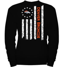 Load image into Gallery viewer, Denver Broncos star american flag on back shirt
