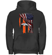 Load image into Gallery viewer, Denver Broncos american flag fan hoodie
