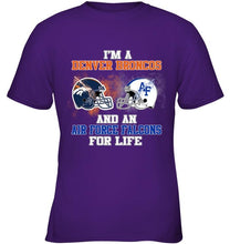 Load image into Gallery viewer, i'm a Denver Bronco and an Air Force Falcon for life shirt
