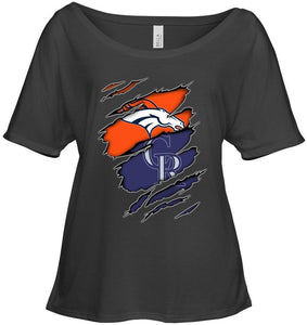 Denver Broncos and Colorado Rockies layer under ripped shirt