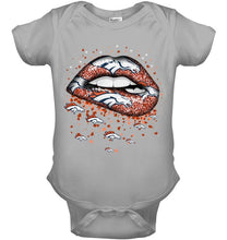 Load image into Gallery viewer, Denver Broncos heart glitter pattern lips shirt
