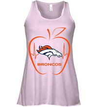 Load image into Gallery viewer, Denver Broncos heartbeat teacher apple shirt
