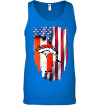 Load image into Gallery viewer, Denver Broncos flag ripped american flag shirt
