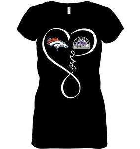 Denver Broncos Colorado Rockies love heart shirt