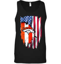 Load image into Gallery viewer, Denver Broncos flag ripped american flag shirt
