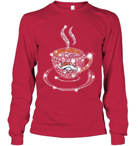 Denver Broncos coffee cup diamond glitter shirt