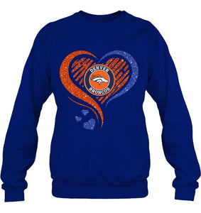 Denver Broncos heart glittering shirt