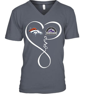 Denver Broncos Colorado Rockies love heart shirt