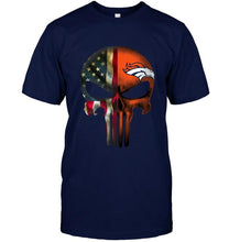 Load image into Gallery viewer, Denver Broncos skull american flag shirt
