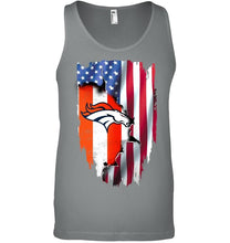 Load image into Gallery viewer, Denver Broncos flag ripped american flag shirt
