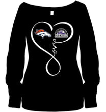 Load image into Gallery viewer, Denver Broncos Colorado Rockies love heart shirt
